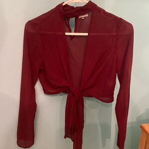 Tobi long sleeve sheer cut out top